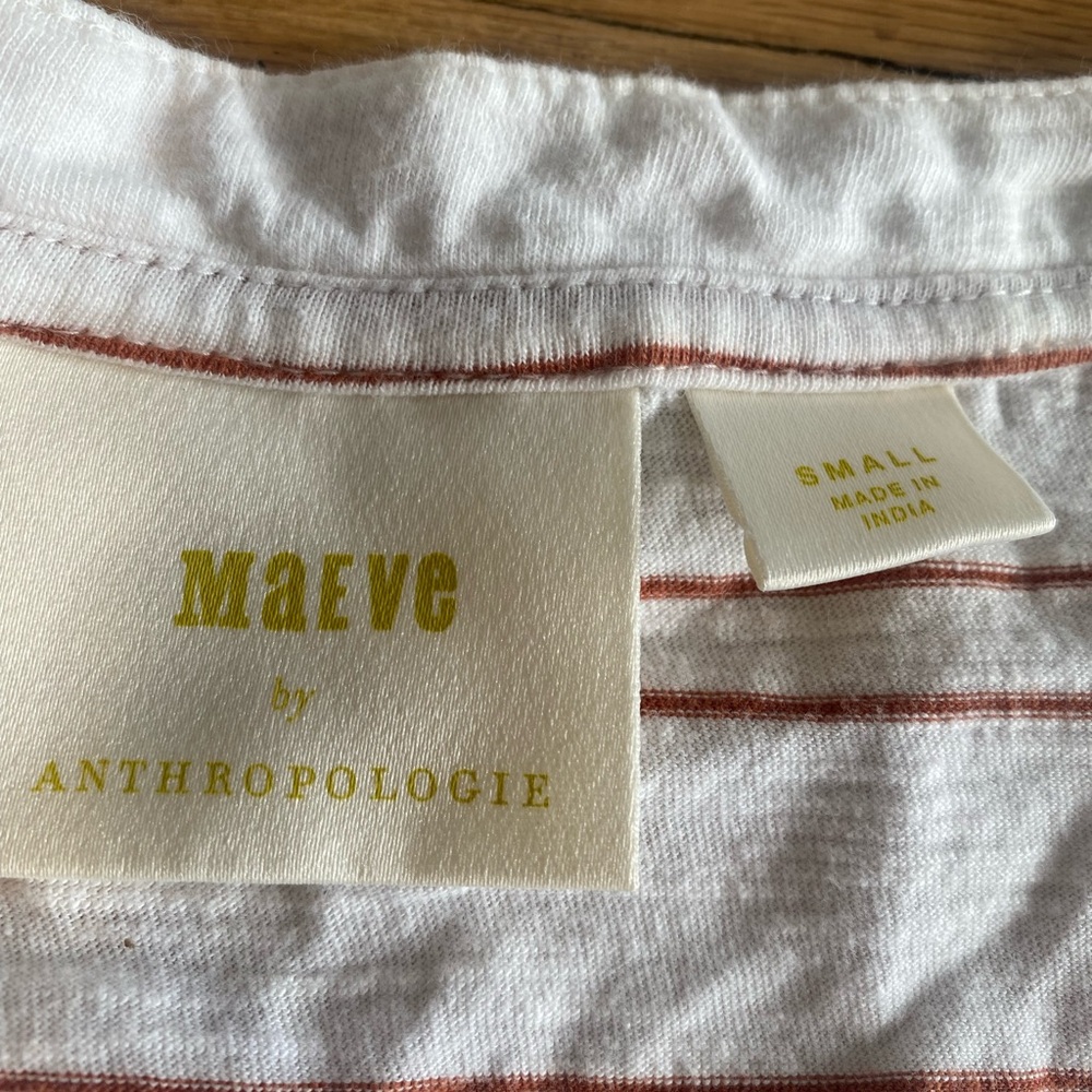Maeve Anthropologie Sleeveless Striped Asymmetrical Hem Cream Burgundy Women’s S - Picture 2 of 6